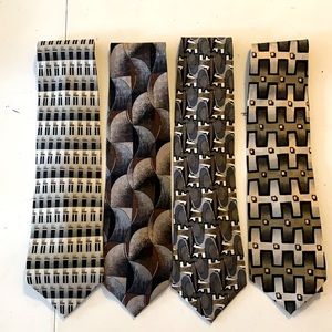 4 Silk Designer Neckties Neutrals